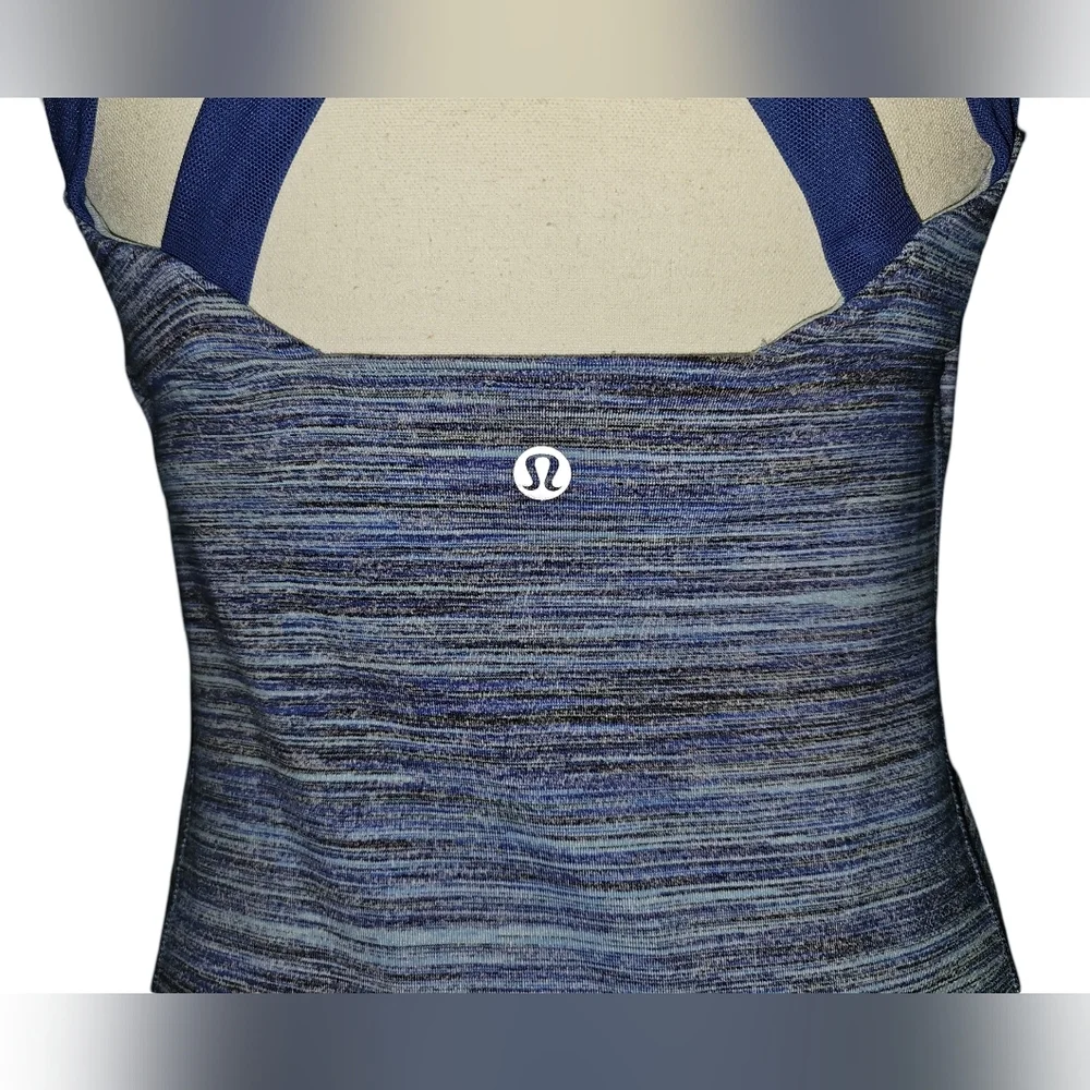 Lululemon Enhearten Tank Top Blue Strappy Back Camo Space Dye Racerback Sz 8 - Picture 8 of 15